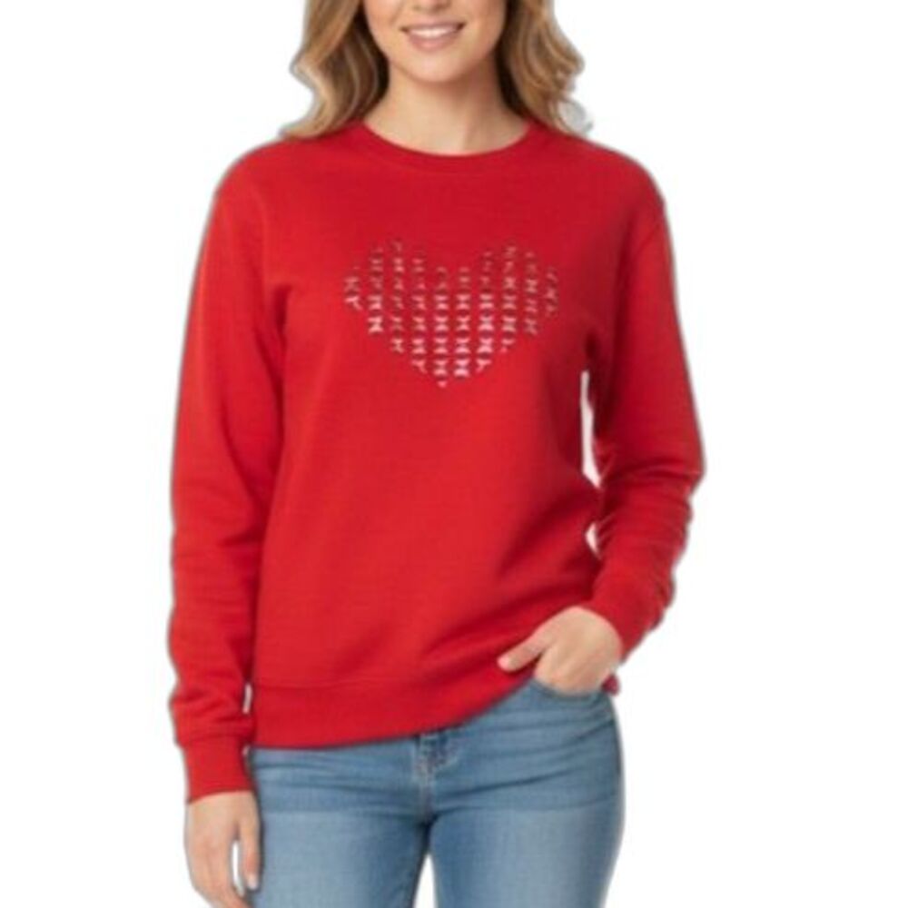 Vintage Jerzees Women's Red Cut-Out Heart LS Crewneck Sweatshirt Size XL